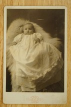 Vintage Historic Photo Nester Studio Davis WV Baby in Christening Gown on Fur - £11.86 GBP