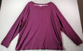 Candace Cameron Bure T Shirt Top Womens 3X Wine Cotton Long Sleeve Round Neck - £21.38 GBP