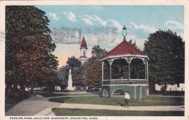 Perkins Park Soldiers&#39; Monument Brockton Massachusetts MA 1918 Postcard C61 - £2.39 GBP