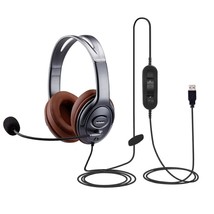 Noise Cancelling Usb Headphones With Microphone In-Line Controls For Dragon Dict - £59.14 GBP