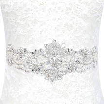 Bridal Belt With Rhinestone Bridal Wedding Dress Belt Silver Crystal Rhinestone  - £25.65 GBP