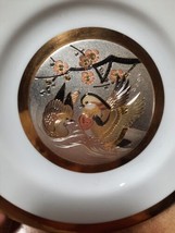 The Art Of Chokin Plate 24K Gold Trim Pair of Birds Discription Back Made Japan - £7.46 GBP