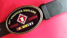 Vietnam Veteran  20th ENGINEER BRIGADE  Epoxy Belt Buckle &amp; Black Bonded... - £21.81 GBP