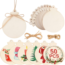 Ourwarm 50Pcs round Christmas Wooden Ornaments for Crafts, 4&quot; Unfinished Wood Or - £17.66 GBP