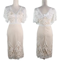 Boohoo Occasion Dress 6 White All Over Lace Bodycon Midi New - £22.75 GBP