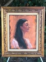 Original Vintage Modern Impressionist Oil On Canvas Mid Century Framed Portrait - £472.59 GBP