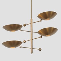 Mid Century Style 4 Lights Modern Brass Sputnik Light Disk Chandelier Celling La - £407.31 GBP