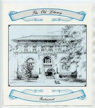 The Old Library Restaurant Brochure &amp; Menu Mailer Olean New York 1990&#39;s - £28.25 GBP