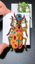 Big Enamel Beetle Brooches Unisex 4-color Rhinestone Insects Party Pins Gift - $7.99