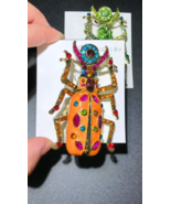 Big Enamel Beetle Brooches Unisex 4-color Rhinestone Insects Party Pins ... - £6.29 GBP