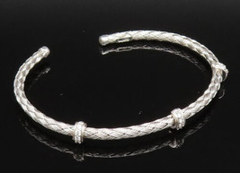 DYADEMA 925 Silver - Vintage Topaz Accent Basket Weave Cuff Bracelet - B... - £45.30 GBP
