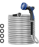 50Ft 304 Stainless Steel Garden Hose Metal, Heavy Duty Water Pipe with N... - $61.35 CAD