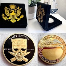 U S Army Sniper &quot;One Shot One Kill&quot; Challenge Coin w/ Special Velvet Case - £15.49 GBP