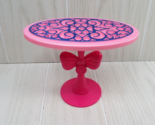 Barbie Glam dining room pink table bow base blue scroll top 2012 - $10.39