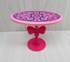 Barbie Glam dining room pink table bow base blue scroll top 2012 - £8.17 GBP