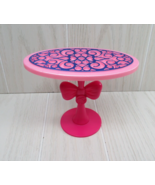 Barbie Glam dining room pink table bow base blue scroll top 2012 - £8.14 GBP