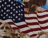 23.5&quot; X 44&quot; Panel Mount Rushmore American Flag Eagle Cotton Fabric Panel... - $10.41