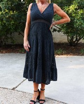 Tempo Paris eyelet long maxi dress in Black - size M - £47.32 GBP