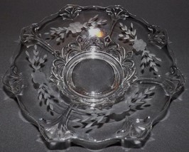 Indiana Glass Centerpiece Bowl Double Fleur De Lis 13&quot; Flared Bowl Wheel Etched - £9.03 GBP