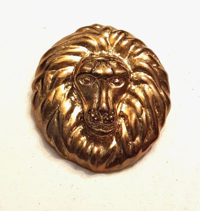 Primary image for Vintage Gold Plated Figural Brooch 2.75" long Lapel Pin Baboon or Lion Face ??