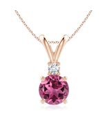 ANGARA 1.94 Ct Natural Pink Tourmaline Pendant Necklace With Diamond in ... - $2,222.10