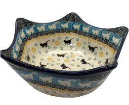 Polish Pottery  Ceramika Artstyczna Boleslaviec Star  Bowl 7&quot; Cats - $33.24