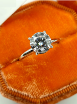 Hidden Halo Engagement Ring 1.75Ct Simulated Diamond Solid 14K White Gold Size 6 - £194.02 GBP