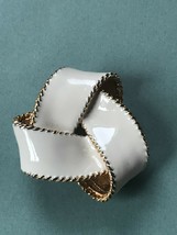 Cream Enamel Knot w Goldtone Twist Edge Belt Buckle -  2 and 1/8th’s inches in  - £9.02 GBP