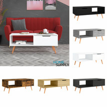 Modern Wooden Living Room Coffee Table With Storage Drawer Shelf &amp; Legs ... - £117.11 GBP+