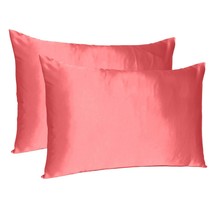 Coral Dreamy Set Of 2 Silky Satin Standard Pillowcases - $929.81 MXN