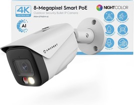 Amcrest Ultrahd 4K (8Mp) Ip Poe Ai Camera, Fov 129°, 49Ft Color, White - £102.23 GBP