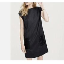 J.Crew Black Sleeveless Wool Blend Dress With Faux Leather Pockets Size ... - $19.20