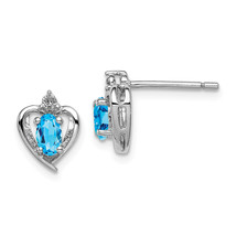 Silver  Light Swiss Blue Topaz &amp; Diam. Earrings QBE19DEC - £67.82 GBP