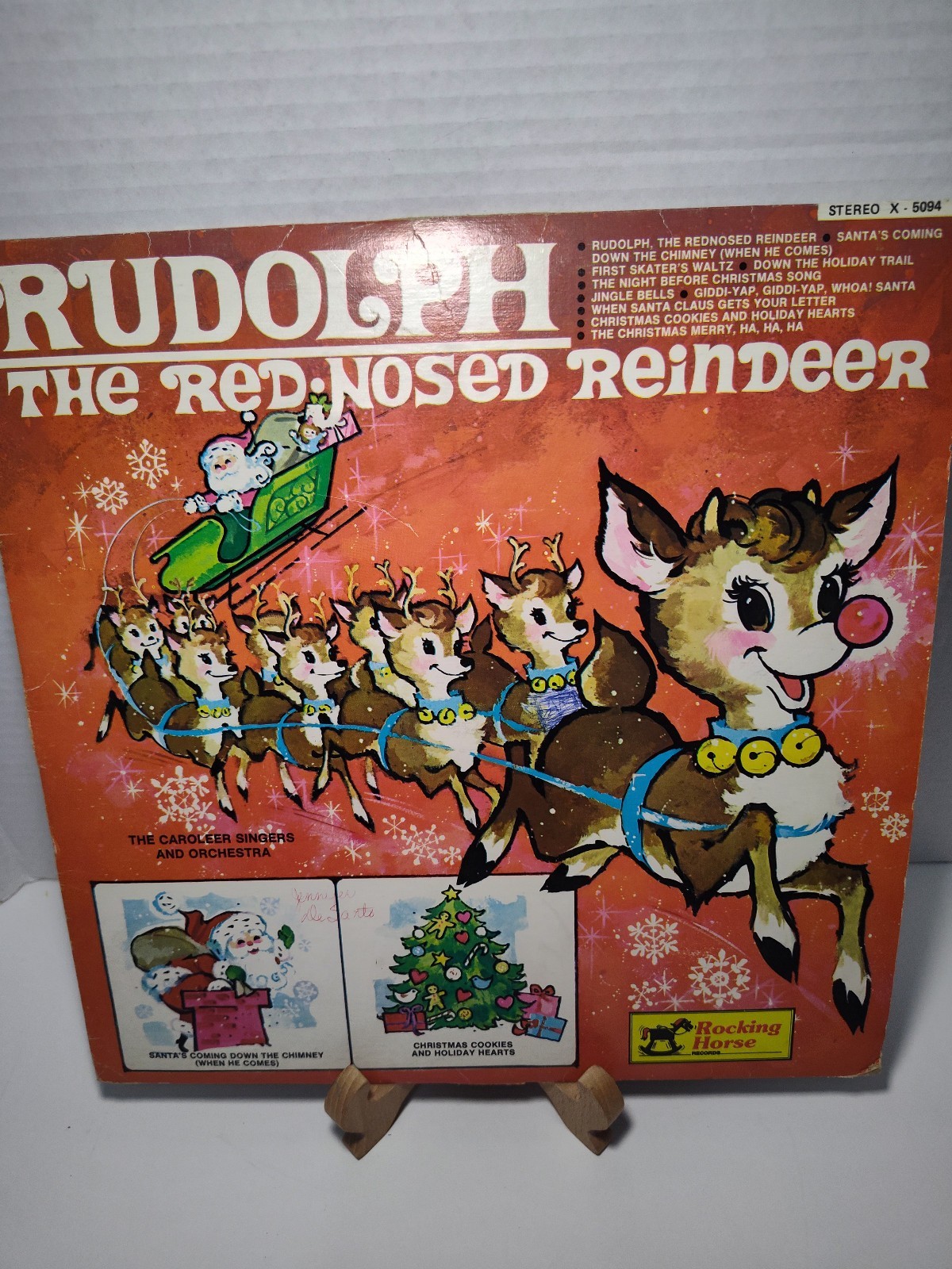 Rudolph the Red-Nosed Reindeer LP Rocking Horse X-5094 TESTED/GOOD Vinta... - $7.91
