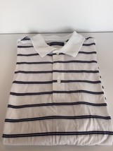 Oxford Golf Super Dry White Striped Short Sleeve Polo Men&#39;s M - $19.75
