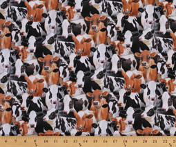 Cotton Farm Animals Packed Cows Cow Holstein Fabric Print by the Yard D478.21 - $12.95