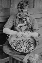 Soldier dons Gas Mask to Protect himself from Crying over Onions - Art Print - £17.37 GBP+