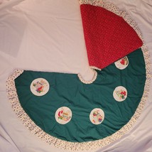 Handmade Holiday Mouse Theme Christmas Tree Skirt 55&quot; Reversible Red Gre... - £34.63 GBP