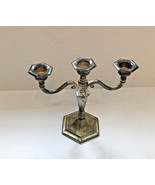 Candelbra 3 section vintage candle holder tin metal aged shabby cottage ... - $40.63 CAD