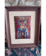 French Enamel Plaque Framed Vierge Belle Verriere - $143.40 CAD