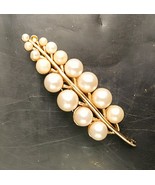 COROCRAFT Vintage 1960&#39;s Brooch Pin Leaf Faux Pearls Gold Metal, OBO - $32.00