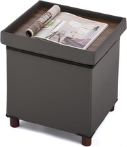 Storage Ottoman, Ottoman With Storage For Living Room Ottoman Square Tray, Grey - $76.99