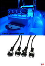4x Blue LED Boat Light Silver Waterproof Outrigger Spreader Transom Unde... - £13.75 GBP