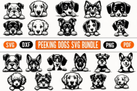 21 Peeking Dog Svg Silhouette Png Files - £7.72 GBP