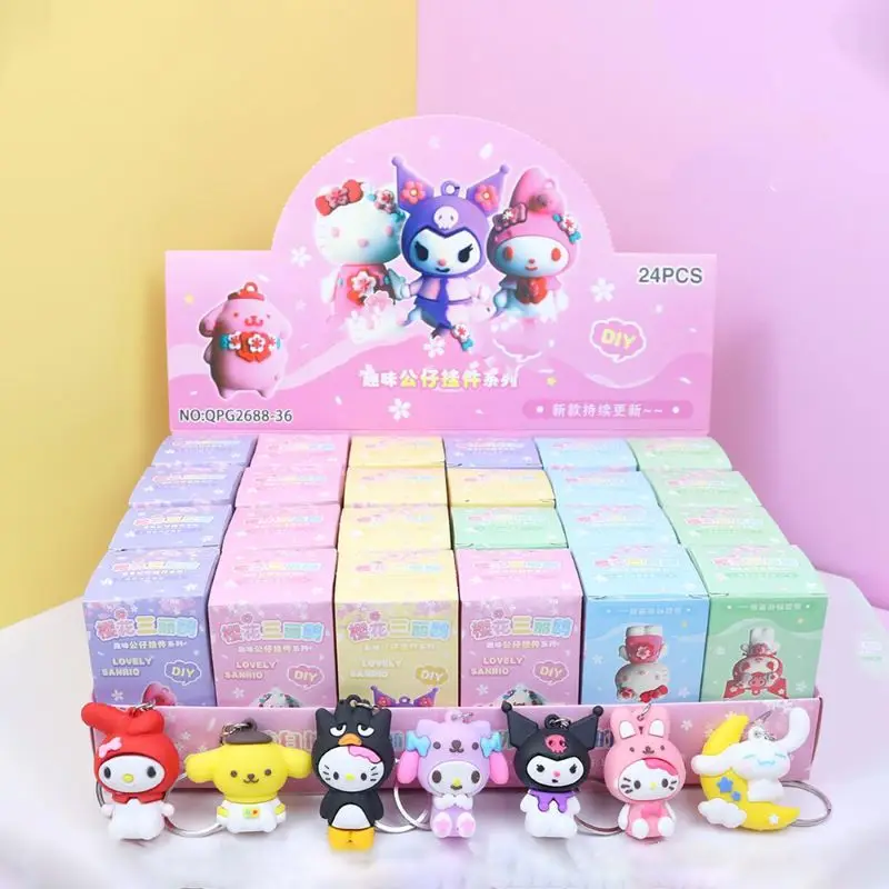 24Pcs Sanrio Keychain Kuromi Kitty Melody Pachacco Anime Figures Pokemon Pikachu - £29.02 GBP