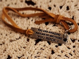 Inspirational Bracelet ~ You Are Amazing You Can Do... Adjustable ~ Brown Laces - £11.95 GBP
