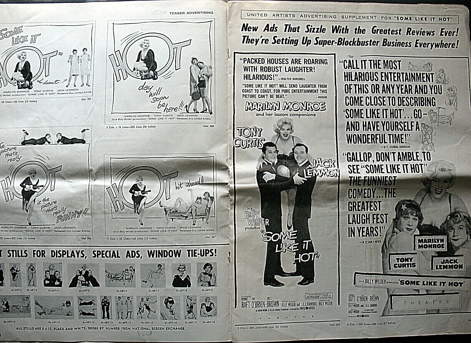 MARILYN MONROE:BILLY WILDER:DIR: (SOME LIKE IT HOT) ORIG,1959 MOVIE PRESSBOOK * Item image 6