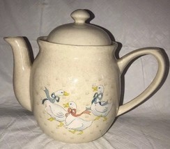 Vintage 1988 WBI Ducks Wearing Bows Ceramic Teapot Taiwan 7.5” X 9” - £11.76 GBP