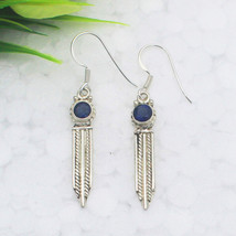 925 Sterling Silver Iolite Earrings Handmade Birthstone Jewelry Gift For Her - £34.41 GBP