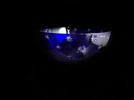 Faberge Galaxie Crystal Bowl in Cobalt Blue bowl Stars Art Glass 7" W  x 3.5" H image 3